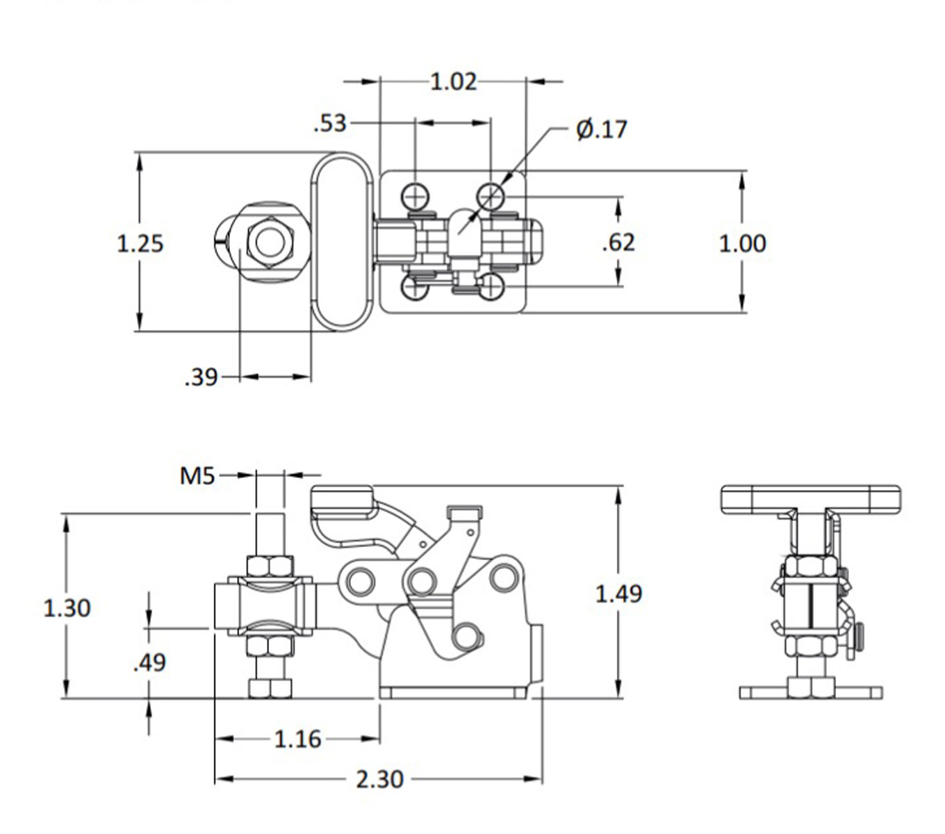 Line Art 112 LB CAP T-Handle Horizontal Toggle Clamps with Additional Locking Mechanism Stainless Steel