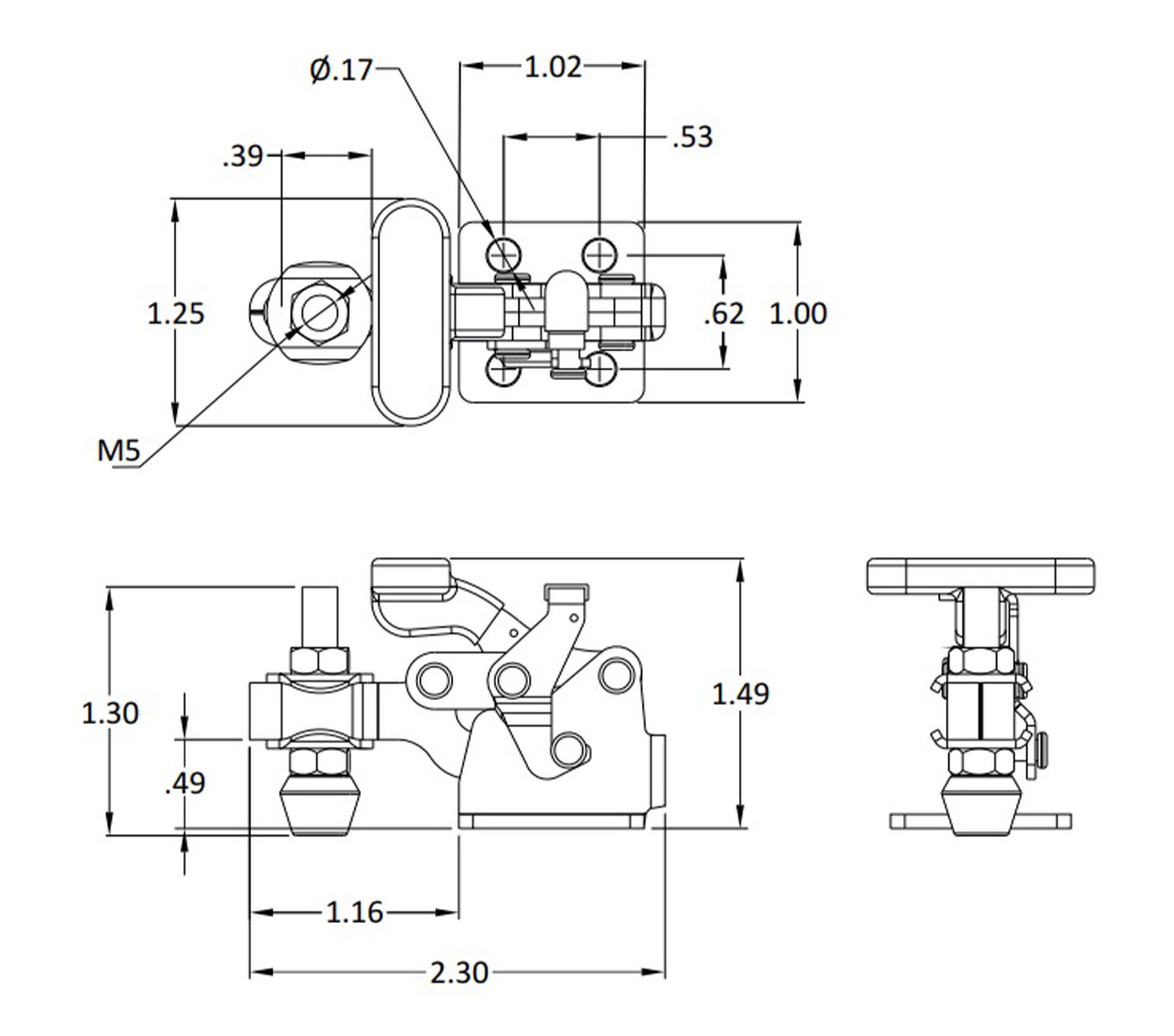 Line Art 112 LB CAP T-Handle Horizontal Toggle Clamps with Additional Locking Mechanism