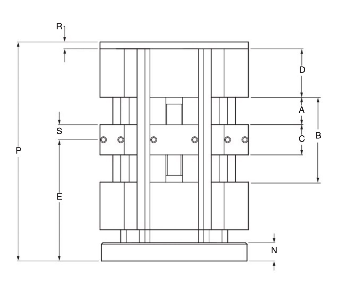 12 Station Production Vise Columns Side View Line Art