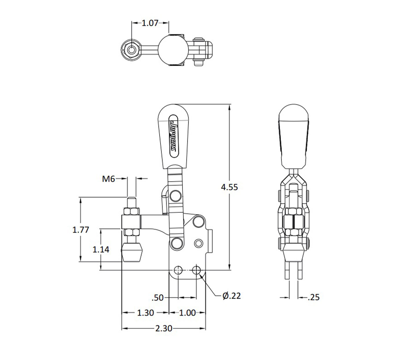 Line Art 140 LB CAP Vertical Toggle Clamp with Straight Base & Solid Arm