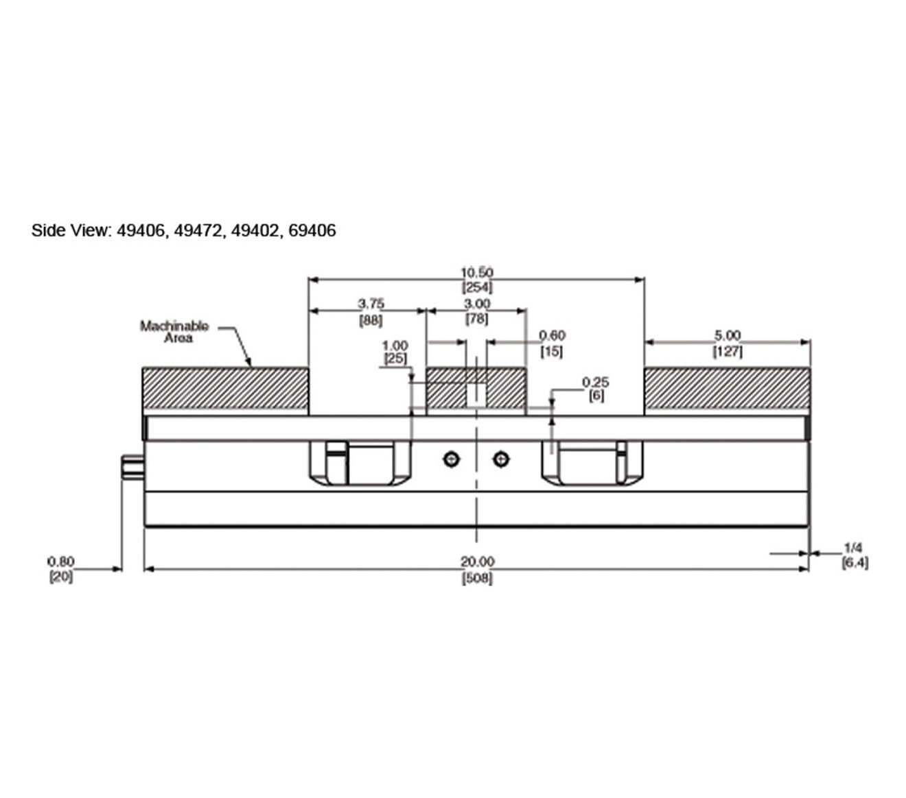 Line Art 6in (150mm) Production Vises - Side View