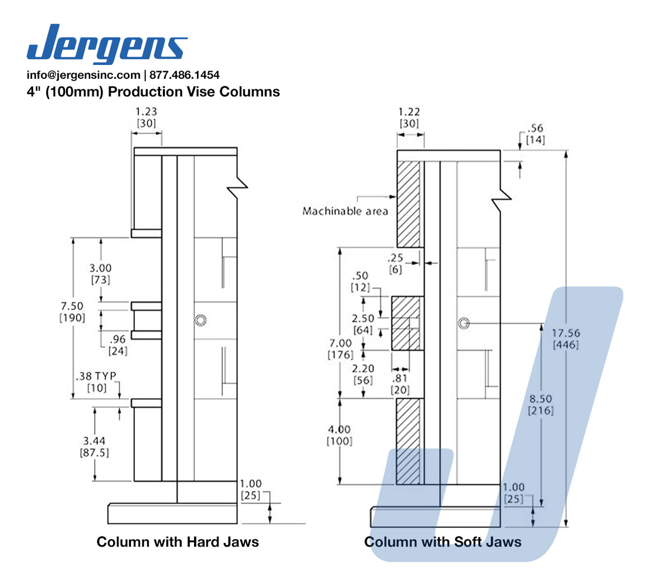 Line Art 100mm 4-Sided Production Vise Columns with Soft Jaws