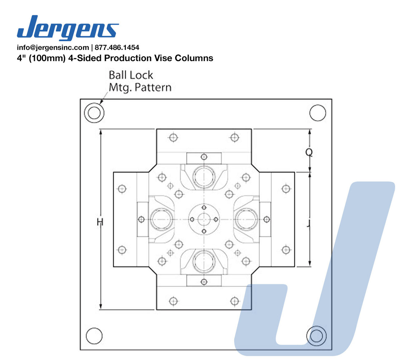 Line Art 100mm 4-Sided Production Vise Columns Pattern