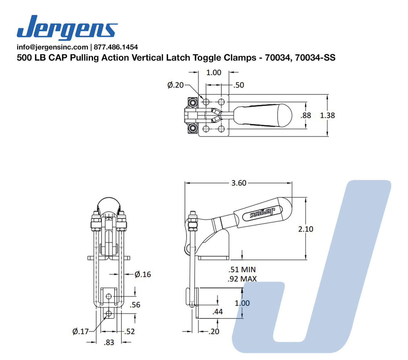 Line Art 500 LB CAP Pulling Action Vertical Latch Toggle Clamps