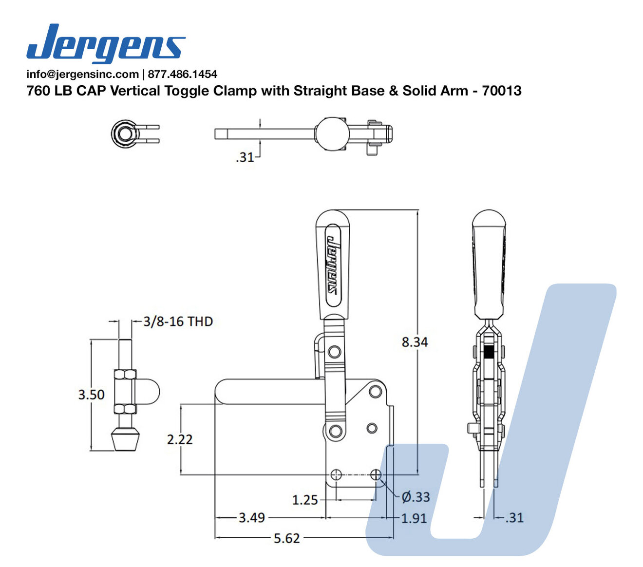 Line Art 760 LB CAP Vertical Toggle Clamp with Straight Base & Solid Arm