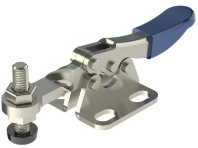 Pinza basculante horizontal con base embridada y brazo macizo