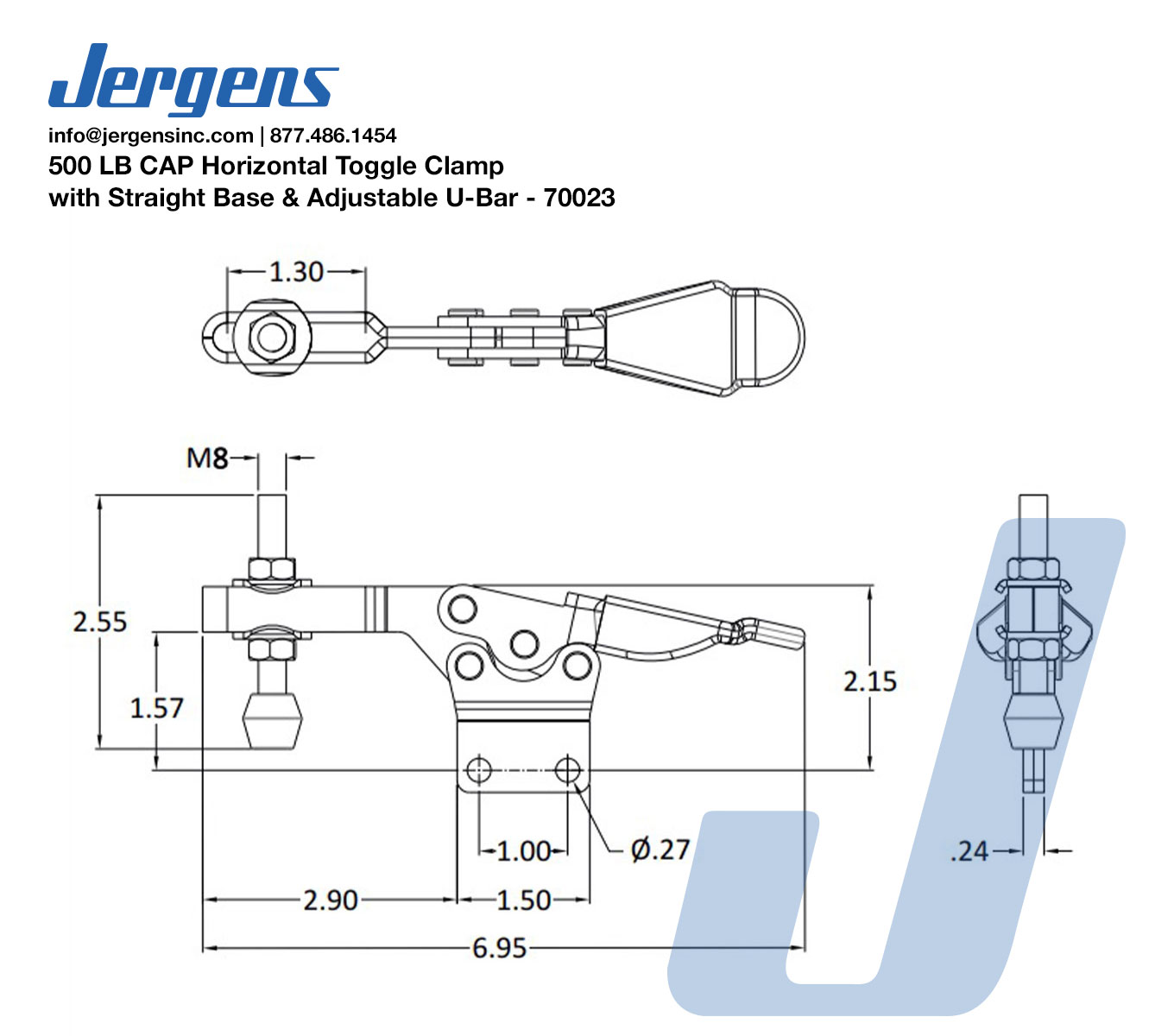 Line Art 500HorizontalStraightBaseAdjustableU-Bar