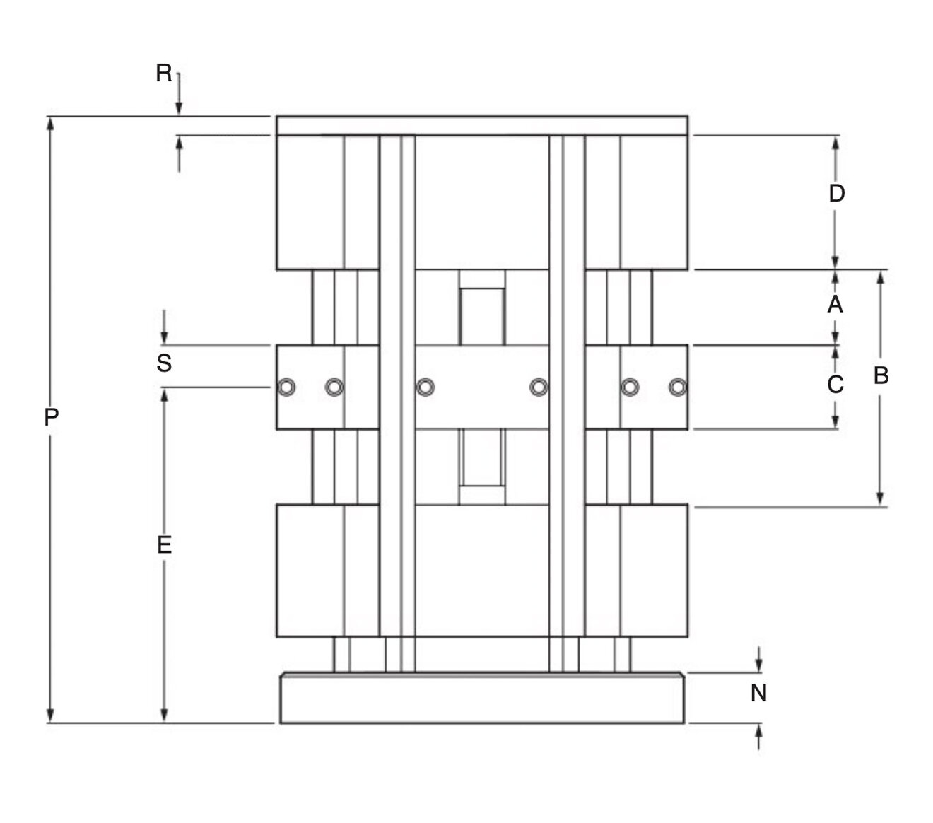 12 Station Production Vise Columns Side View Line Art