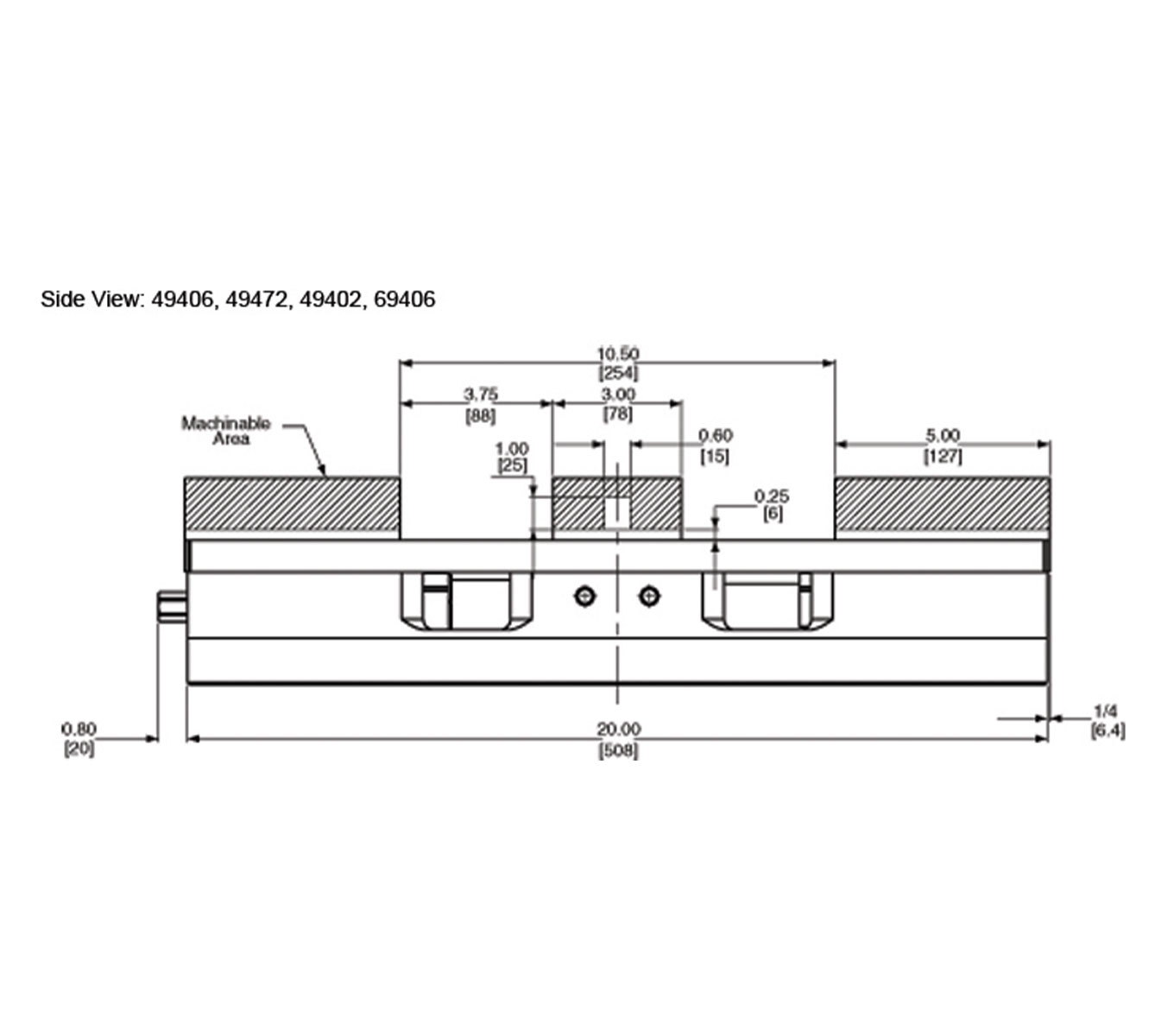 Line Art 6in (150mm) Production Vises - Side View