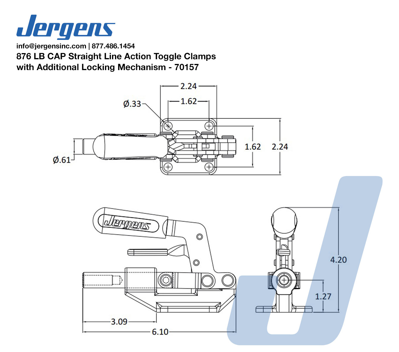 Line Art 876 LB CAP Straight Line Action Toggle Clamps with Additional Locking Mechanism