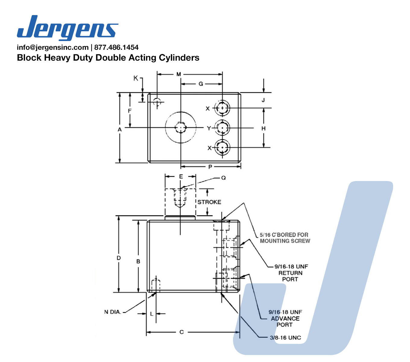 Line Art Block Heavy Duty Double Acting Cylinders