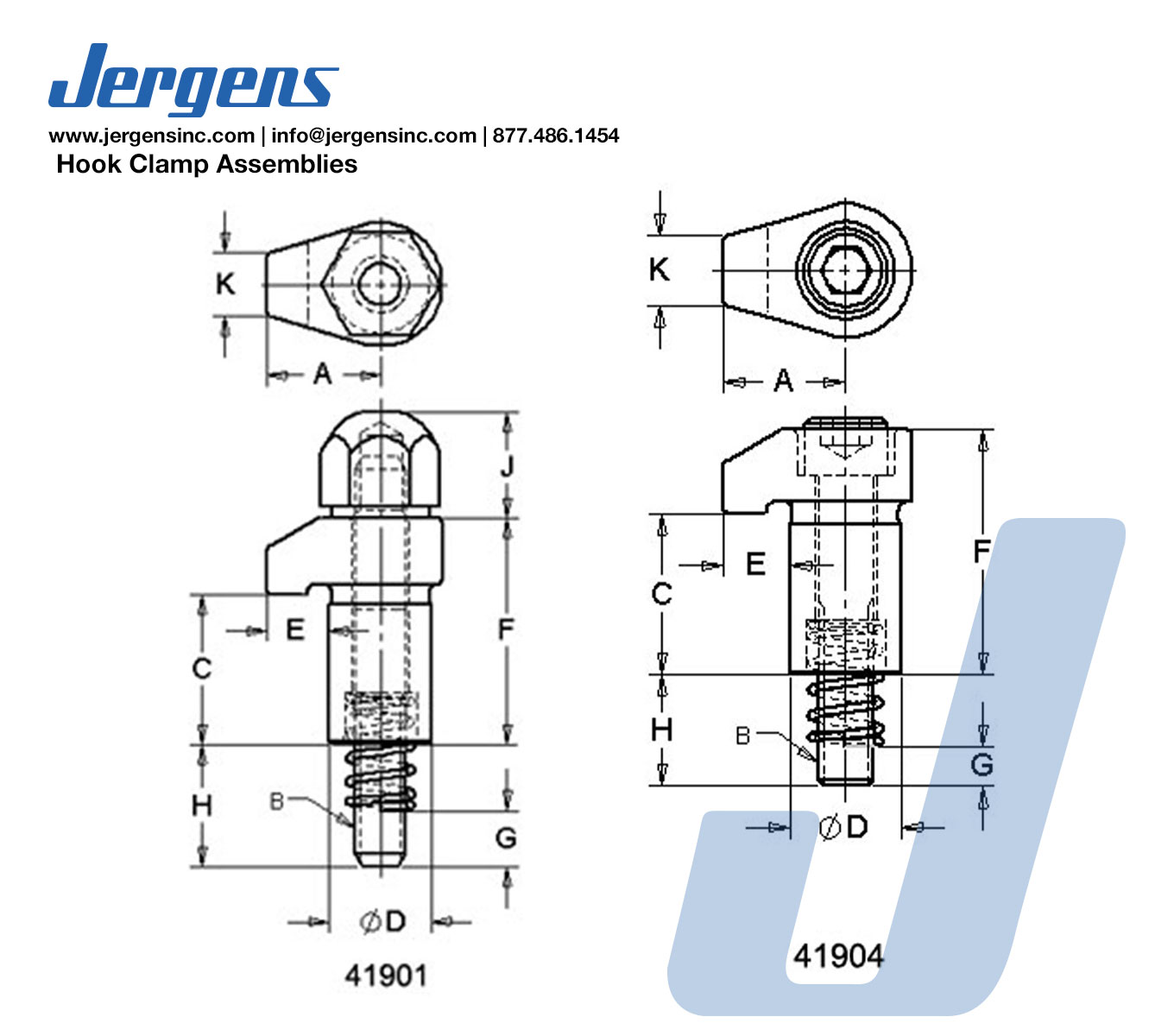Line Art Hook Clamp Assemblies with flush-mounted socket screw