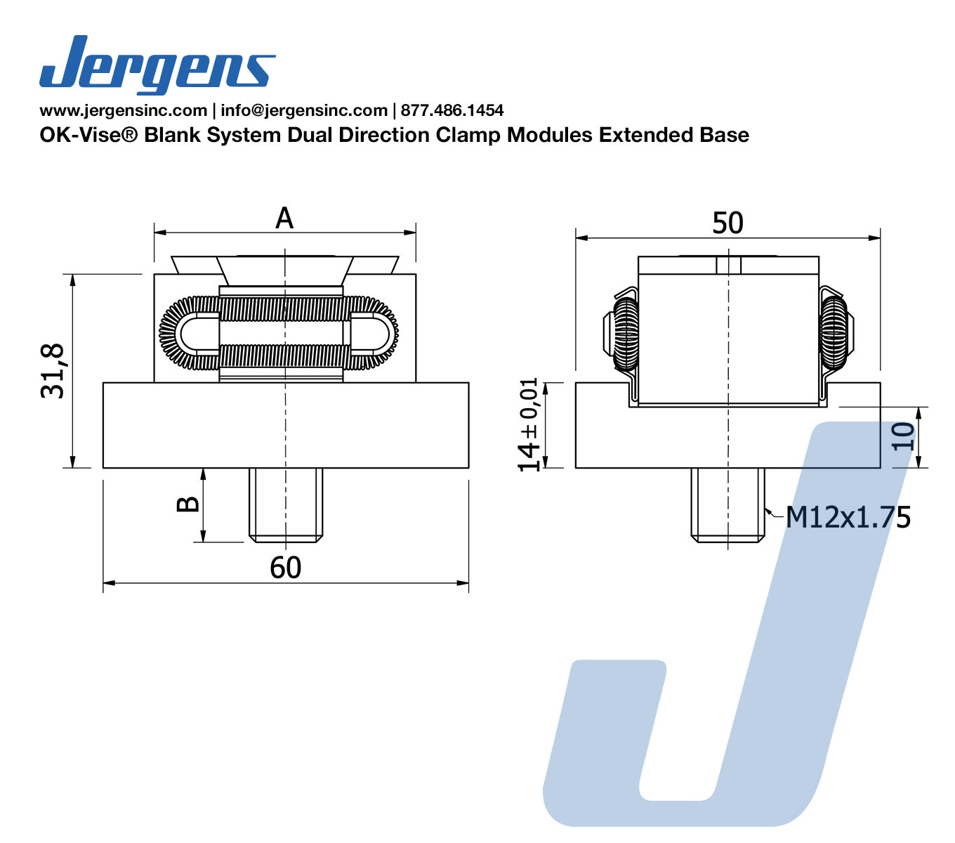 Line Art OK-Vise® Blank System Dual Direction Clamp Modules Extended Base