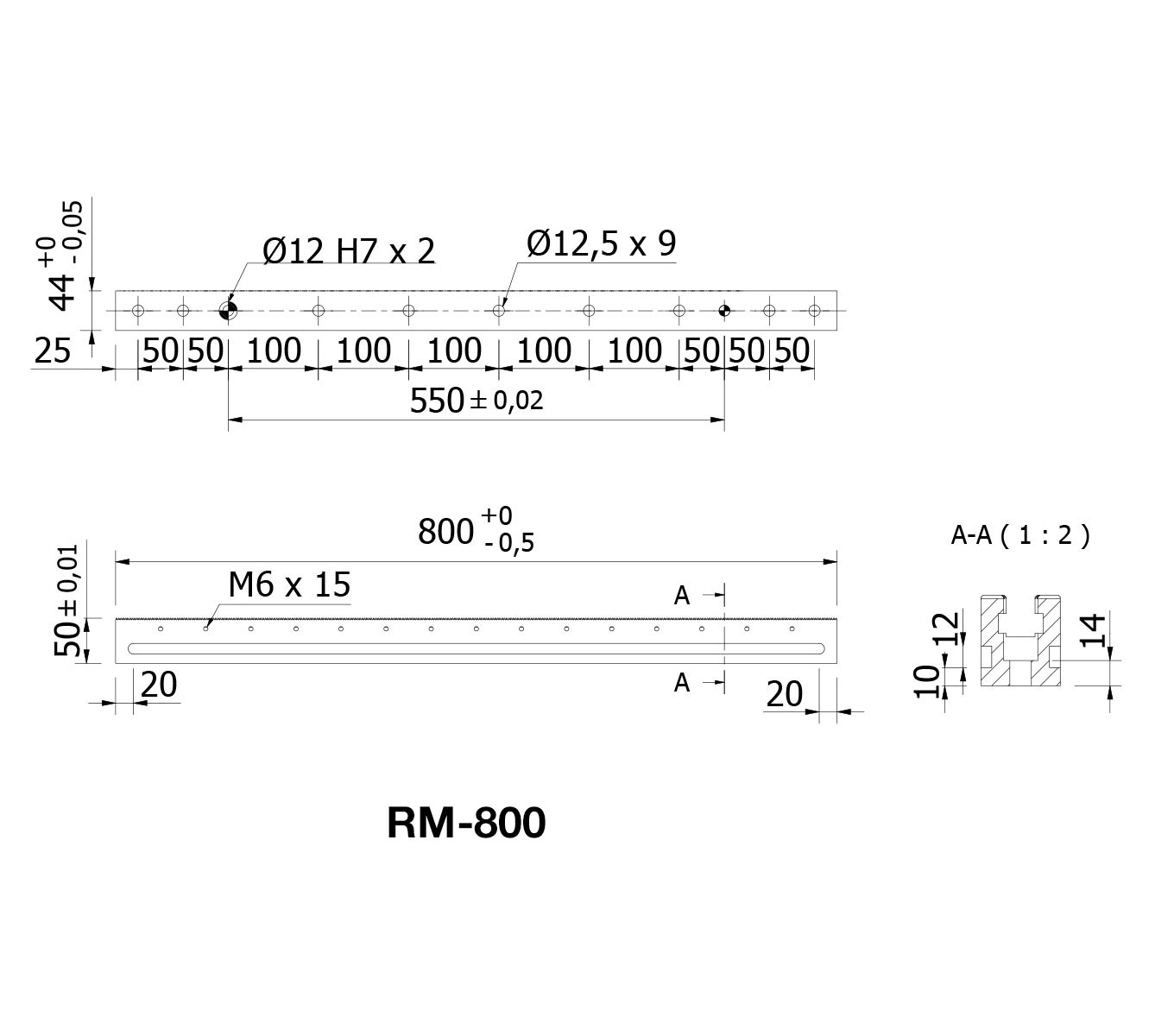 Line Art RM-800 MULTI-RAIL BASE, 800MM LG