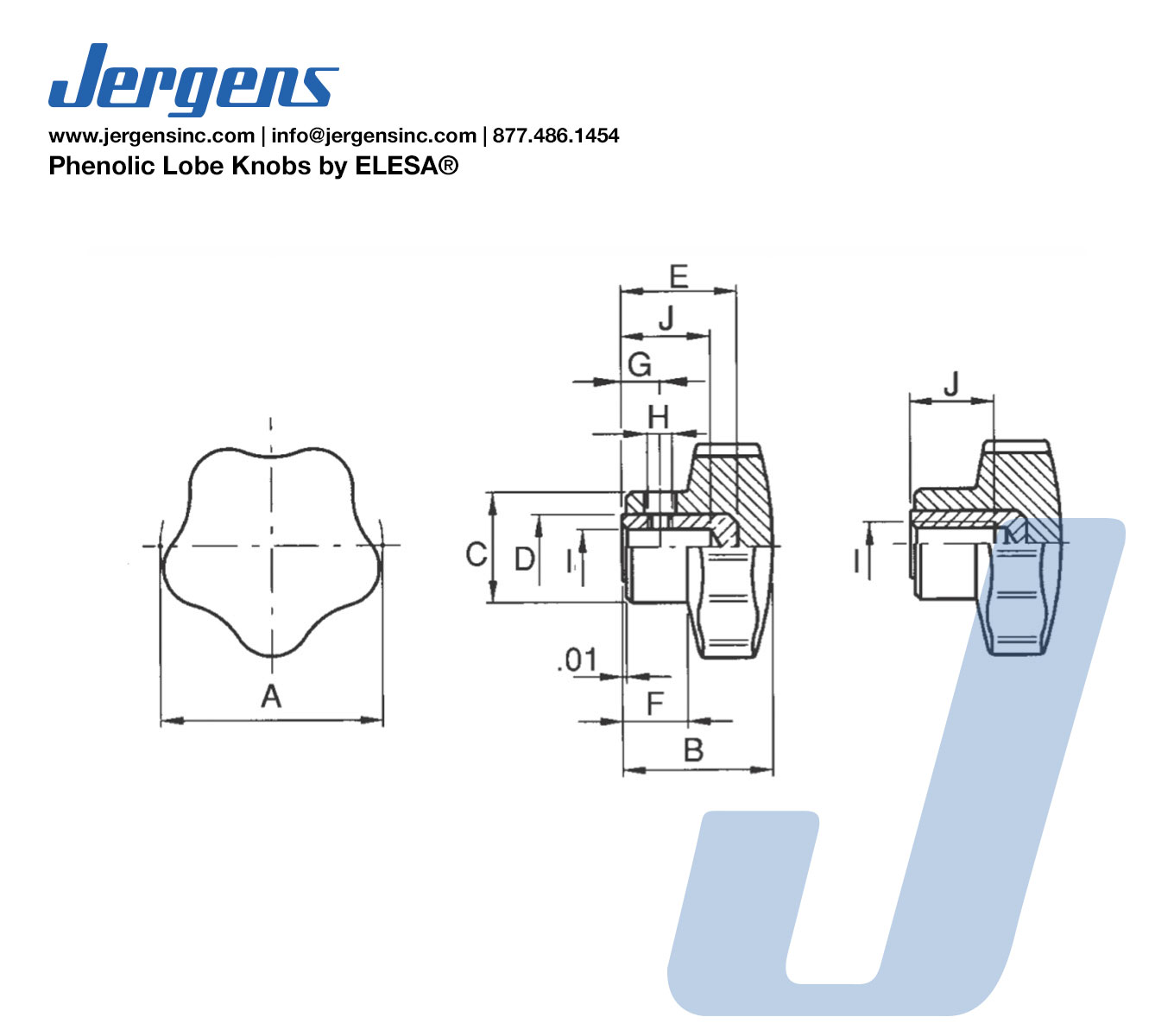 Line Art 33884 KNOB, LOBE, BRASS 1/4-20