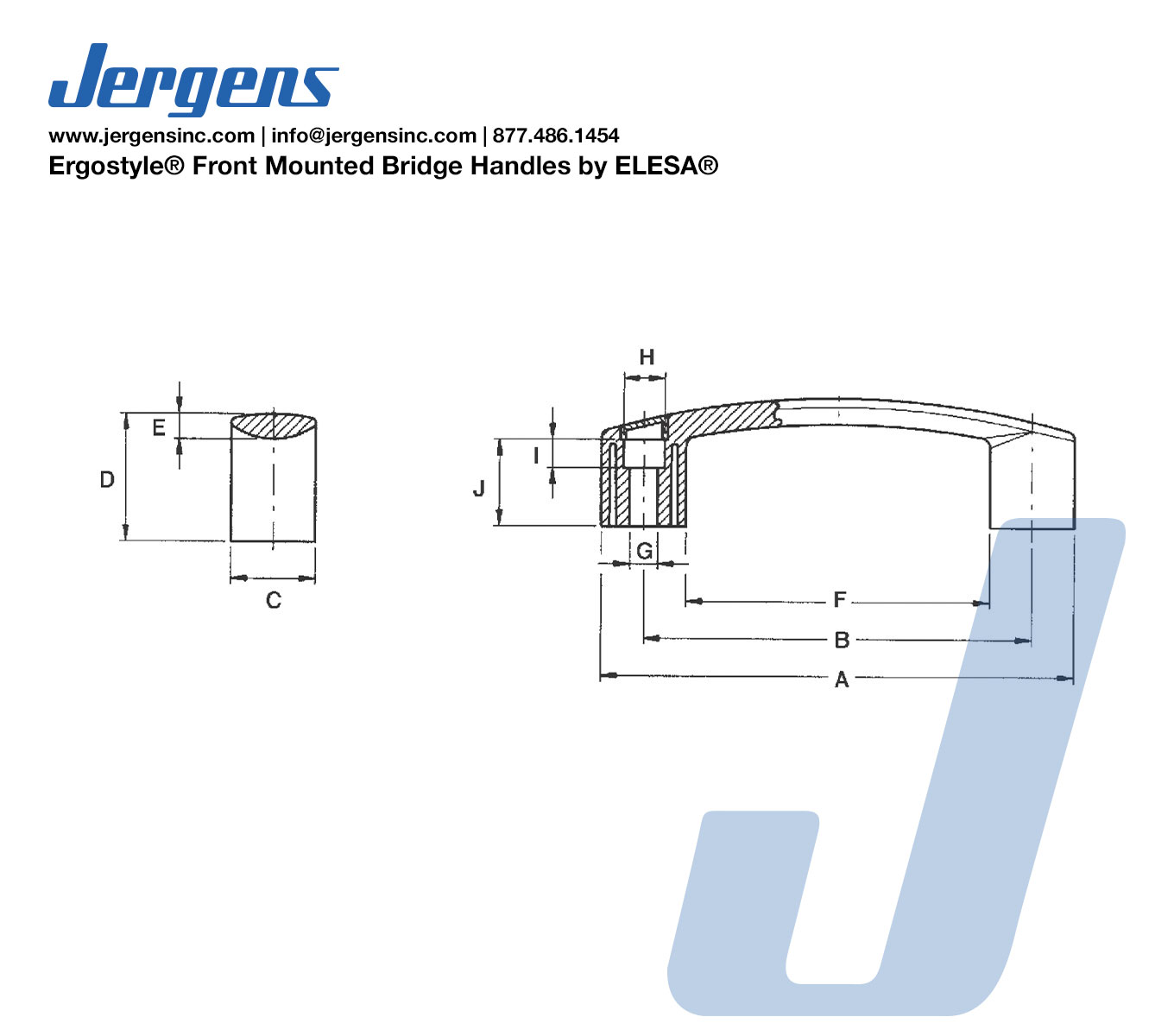 Line Art 34467 HANDLE, FRONT MT, BLACK, 4.57