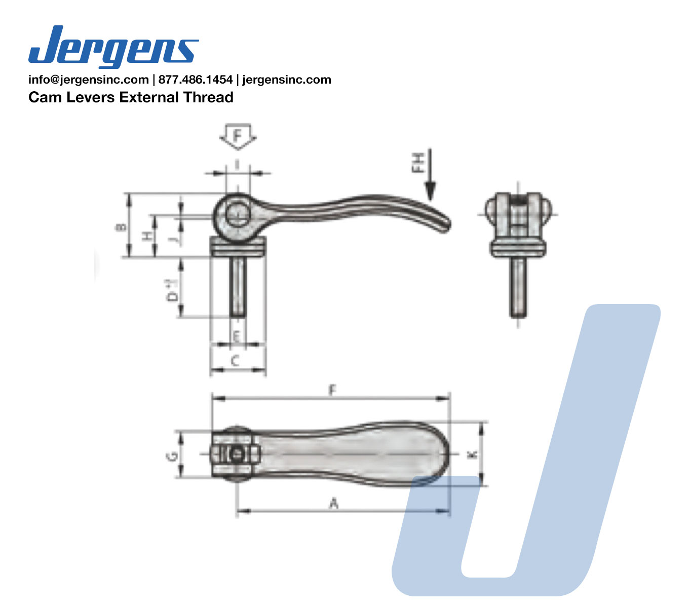 Line Art 40015 CAM LEVER, EXTERNAL THD, STL