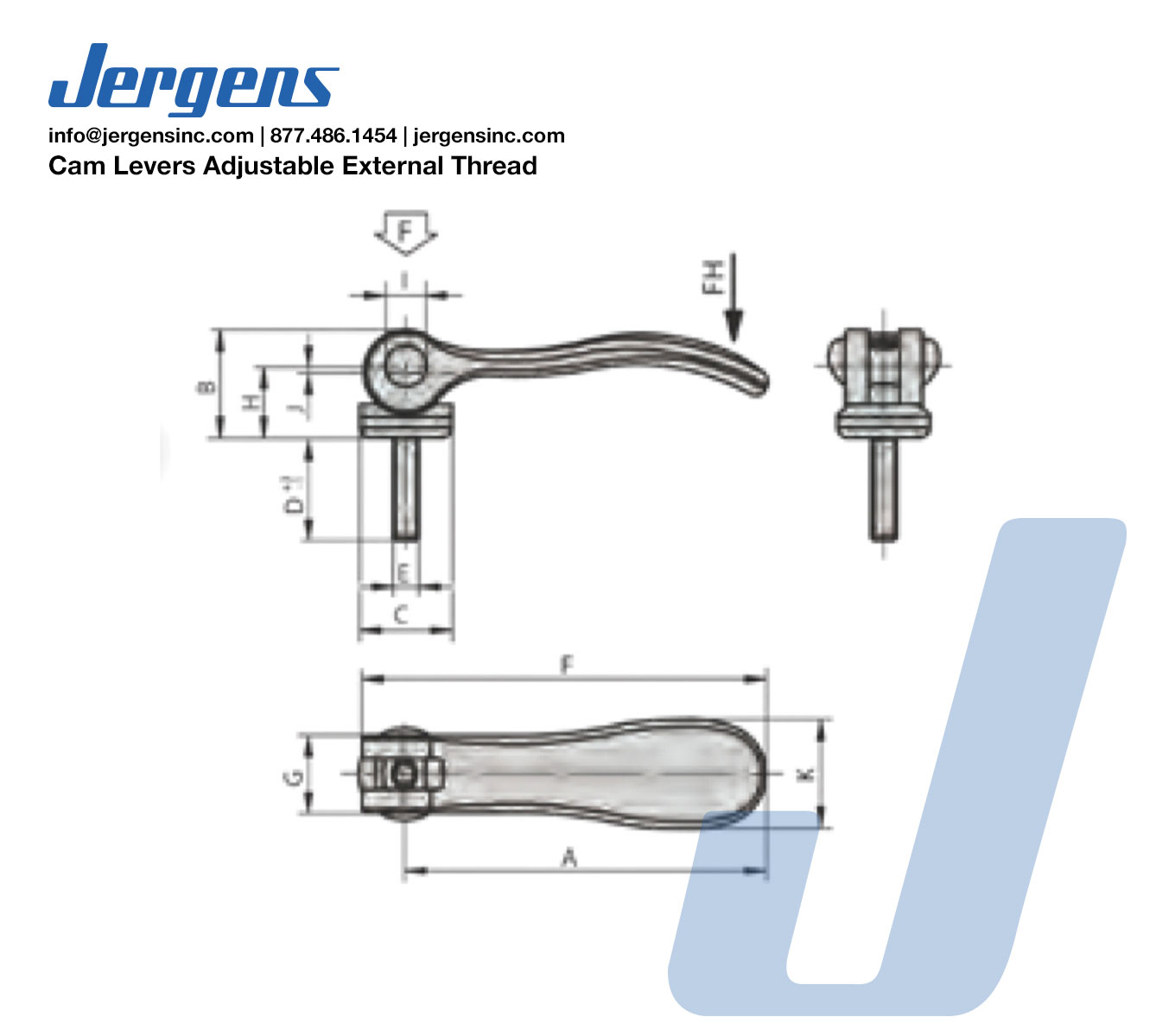 Dessin Technique 40115 LEVER CAM, ADJUSTABLE, EXTERNAL THD, STL