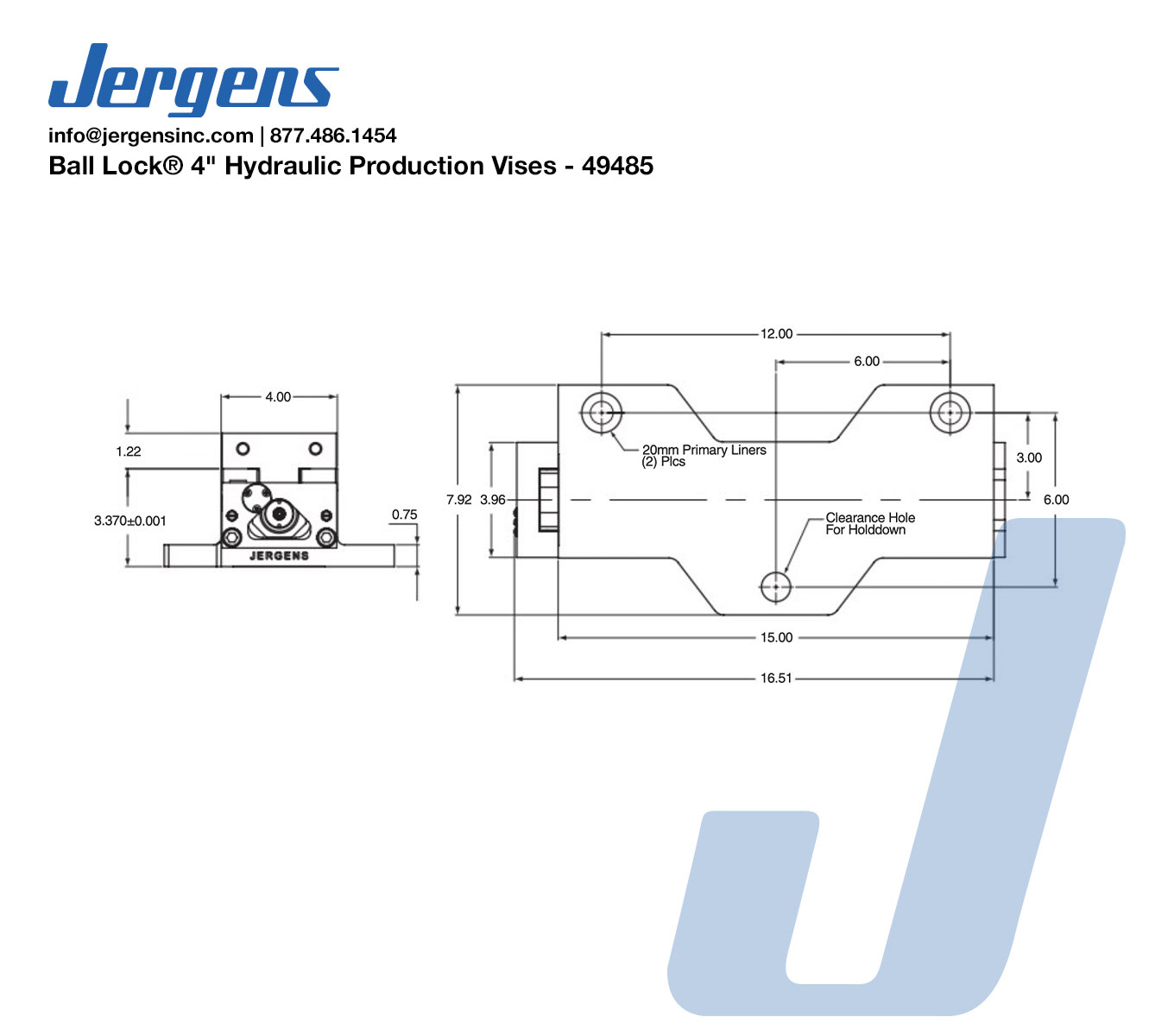 Line Art 49485 PROD VISE, HYD, 4IN BALL LOCK