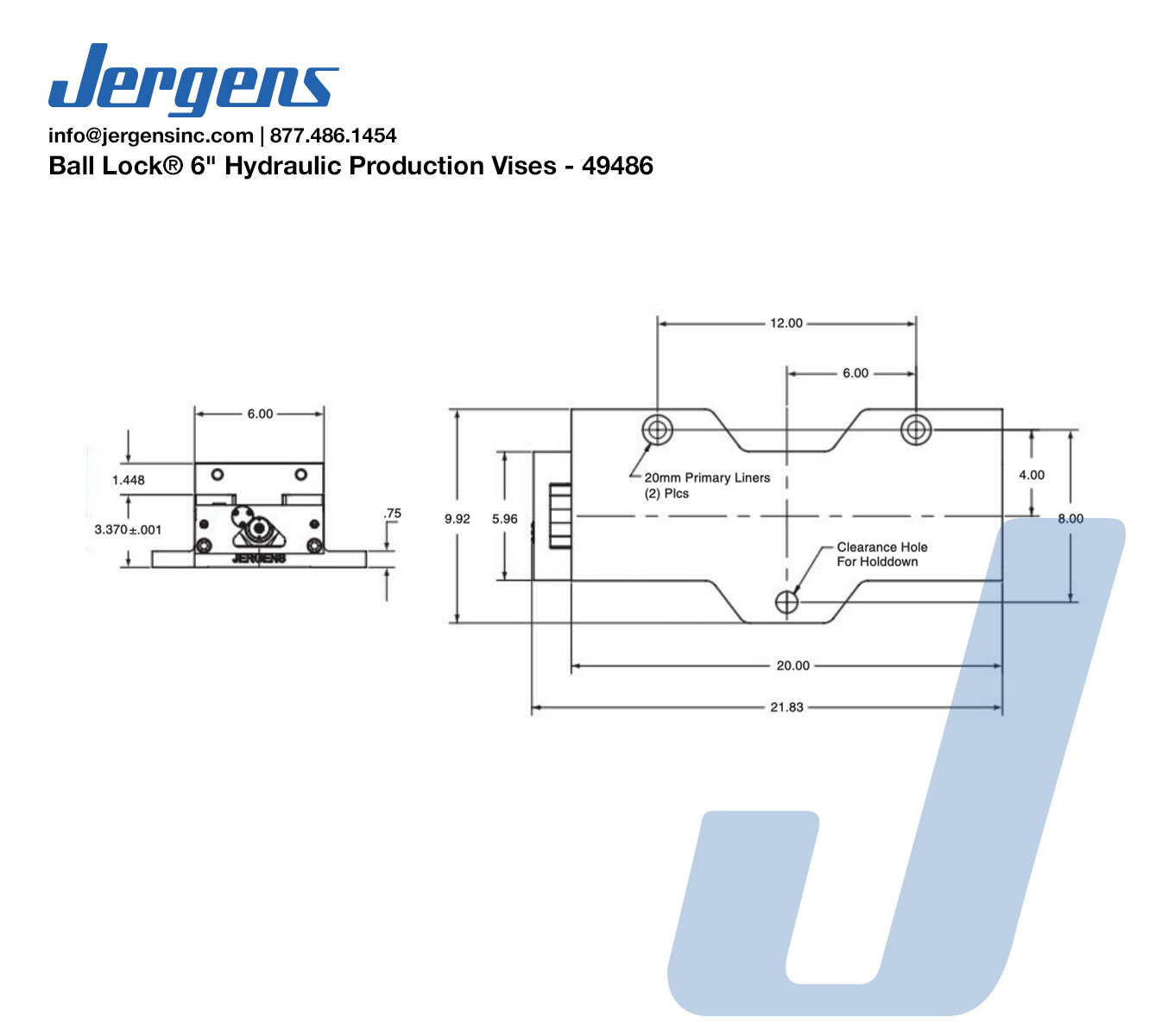 Line Art 49486 PROD VISE, HYD, 6IN BALL LOCK