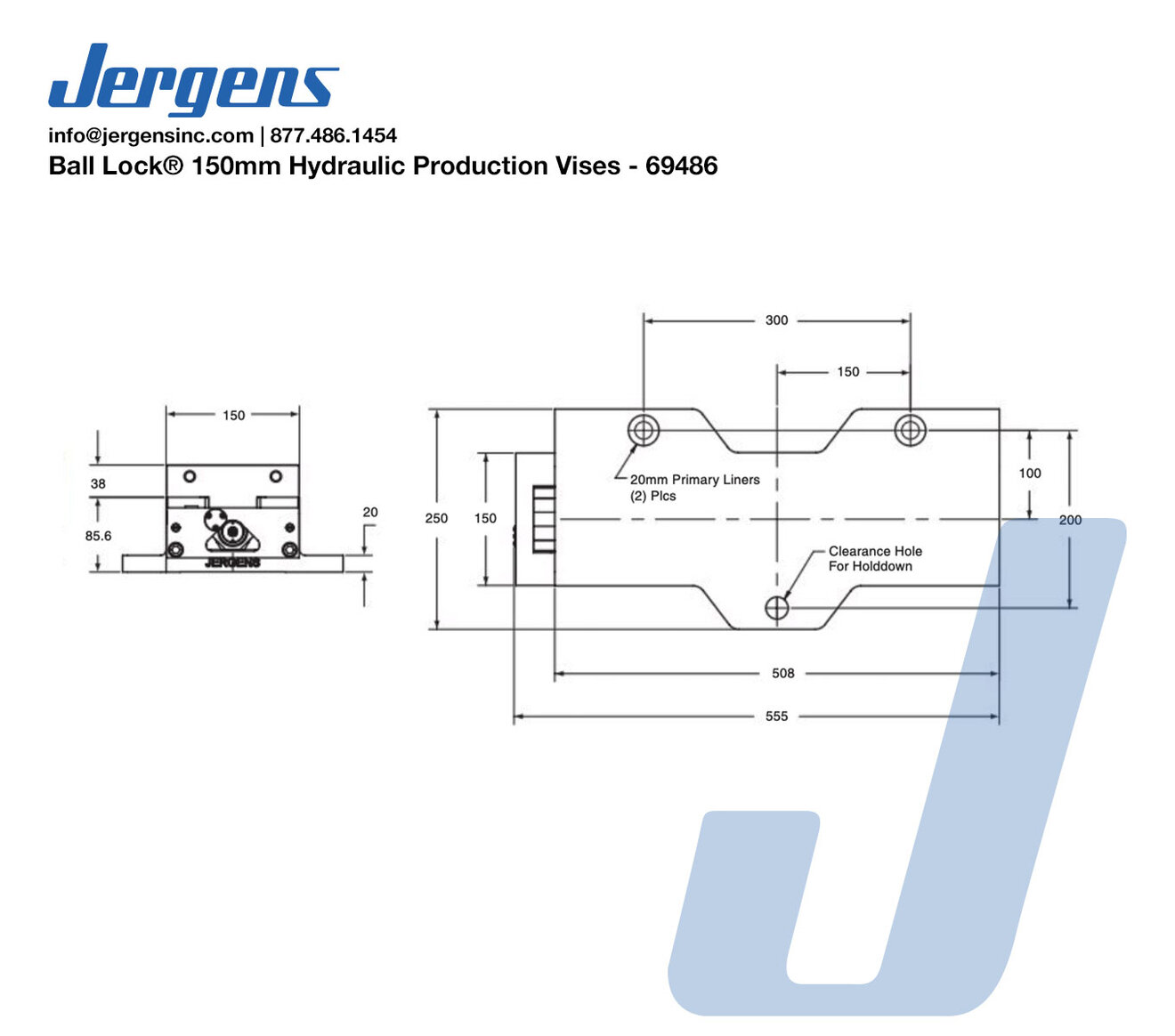 Line Art 69486 PROD VISE, HYD 150MM,BALL LOCK