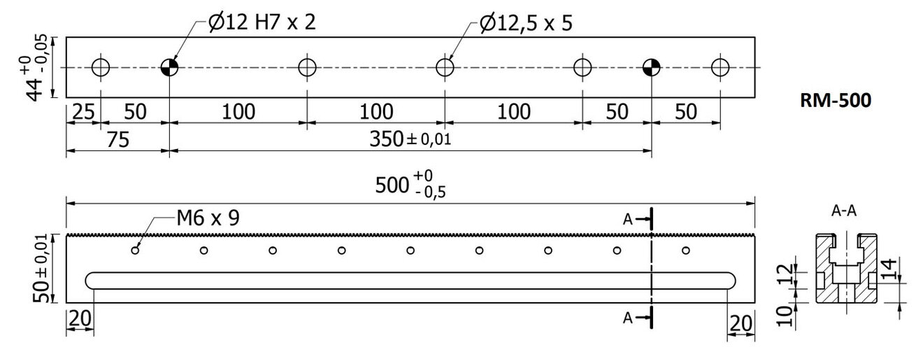 Line Art RM-500 MULTI-RAIL BASE, 500MM LG