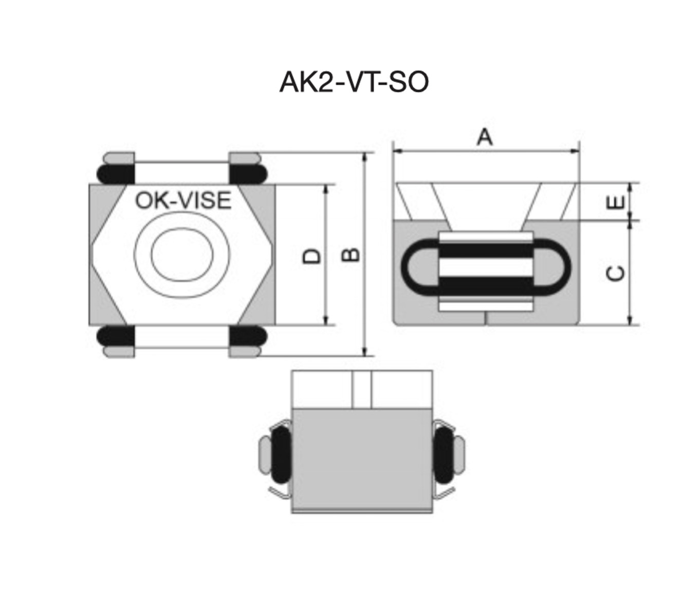 Line Art Ak2-VT-SO LOW-PROFILE CLAMP, W/SMOOTH JAWS